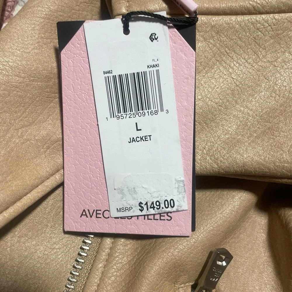 Avec Les Filles Light Brown Faux Leather Moto Jacket - Picture 2 of 4